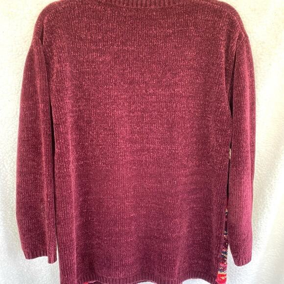 Vintage Chenille Floral Embroidered Coastal Grandmother Garden Tapestry Sweater - Picture 5 of 5